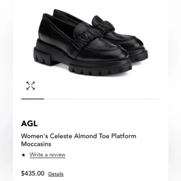 Agl Shoes - AGL Celeste Almond Toe Platform Moccasins | Black Leather | Sz 41 / US 10 | New
